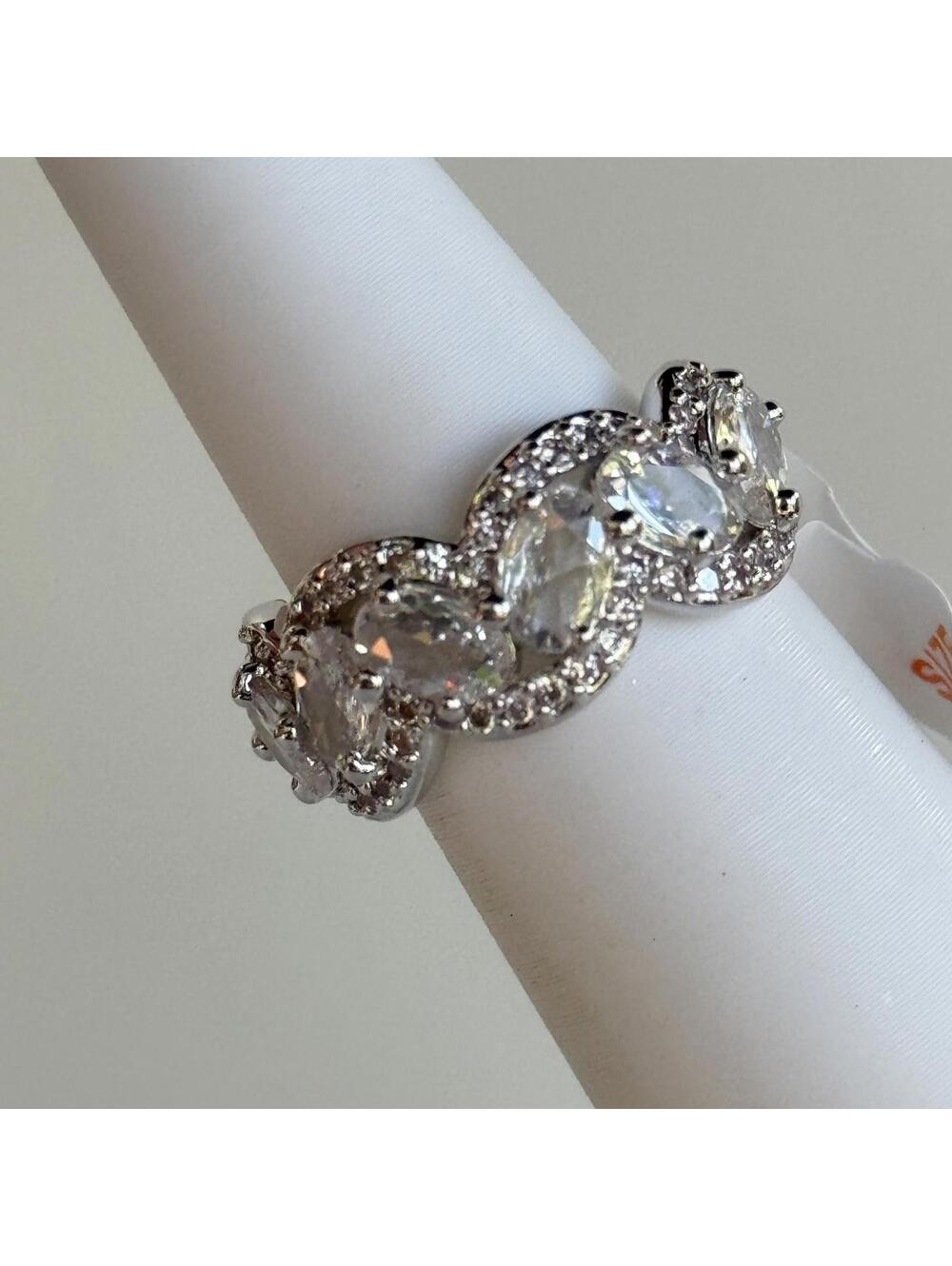 Bomb Party Ring Sz 6 "Brilliantly Fleeting Forever" Cz on Rhodium RG81375
